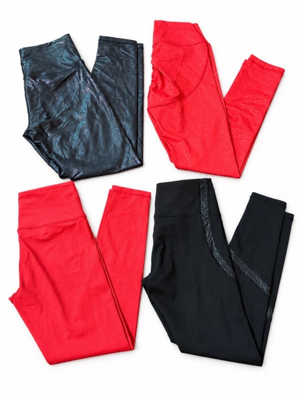 ZYIA sz 4 Lot of 4 Athletic Leggings Scrunch Leopard Black Mermaid Light n Tight